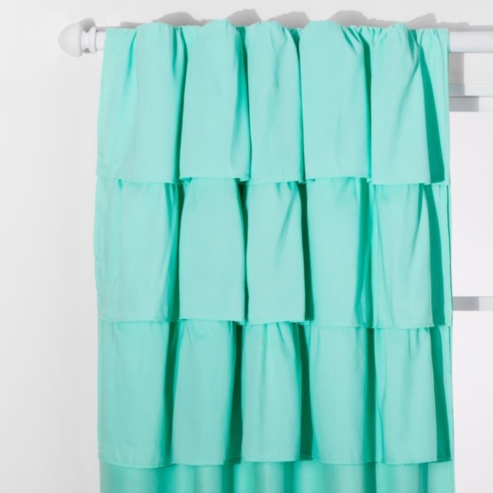 Pillowfort Blackout Curtains 63” x 42” 2 Panels Mint Ruffle Green Discontinued